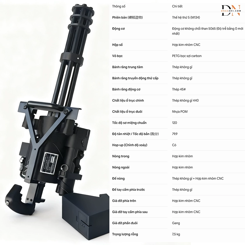 Gatling M134 5.0 Hardcore Creation Không Chổi Than 2 gatling m134 gelgun sung ban dan thach